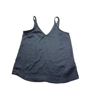 H&M Womens V-Neck Satin Tank Top Navy Blue Size US 2